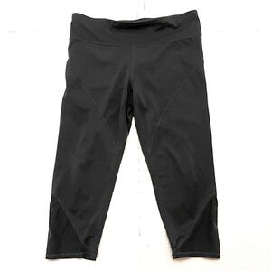 GapFit Black Capri Leggings High Rise Mesh Panel Size L